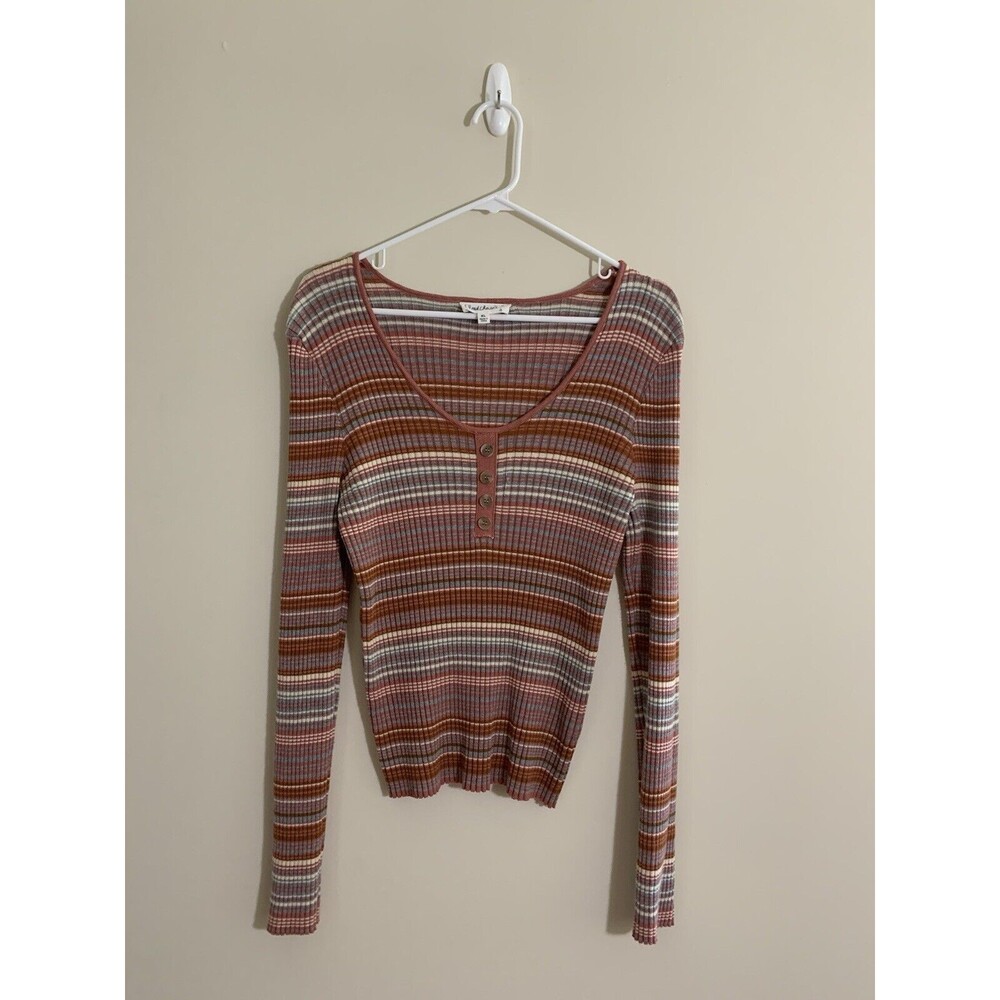 Women’s Cloud Chaser Long Sleeve Striped Top Size  XL V-neck Stretchy